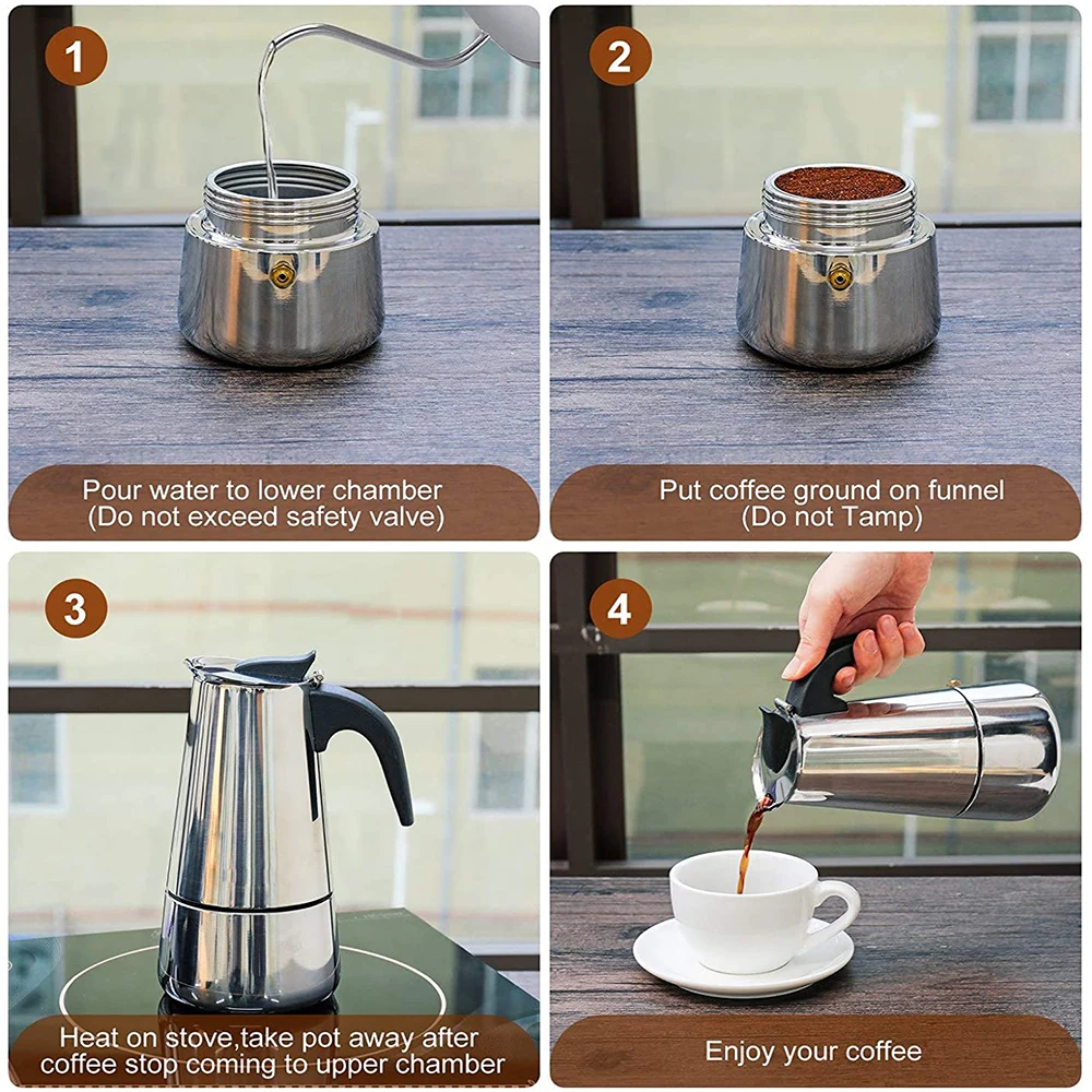 Кофейники из нержавеющей стали Moka кастрюля для эспрессо гейзера печь