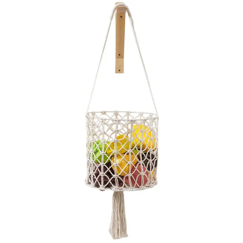 

Hanging Woven Basket Boho Handwoven Rope Basket Household Organizer Hanging Storage Basket For Fruits Vegetables Toys Books