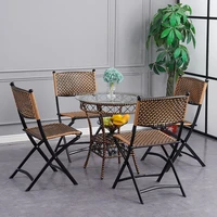 garden chairs table set rattan furniture dining folding chairs lazy lounge chair balcony summer chair home backrest dining table