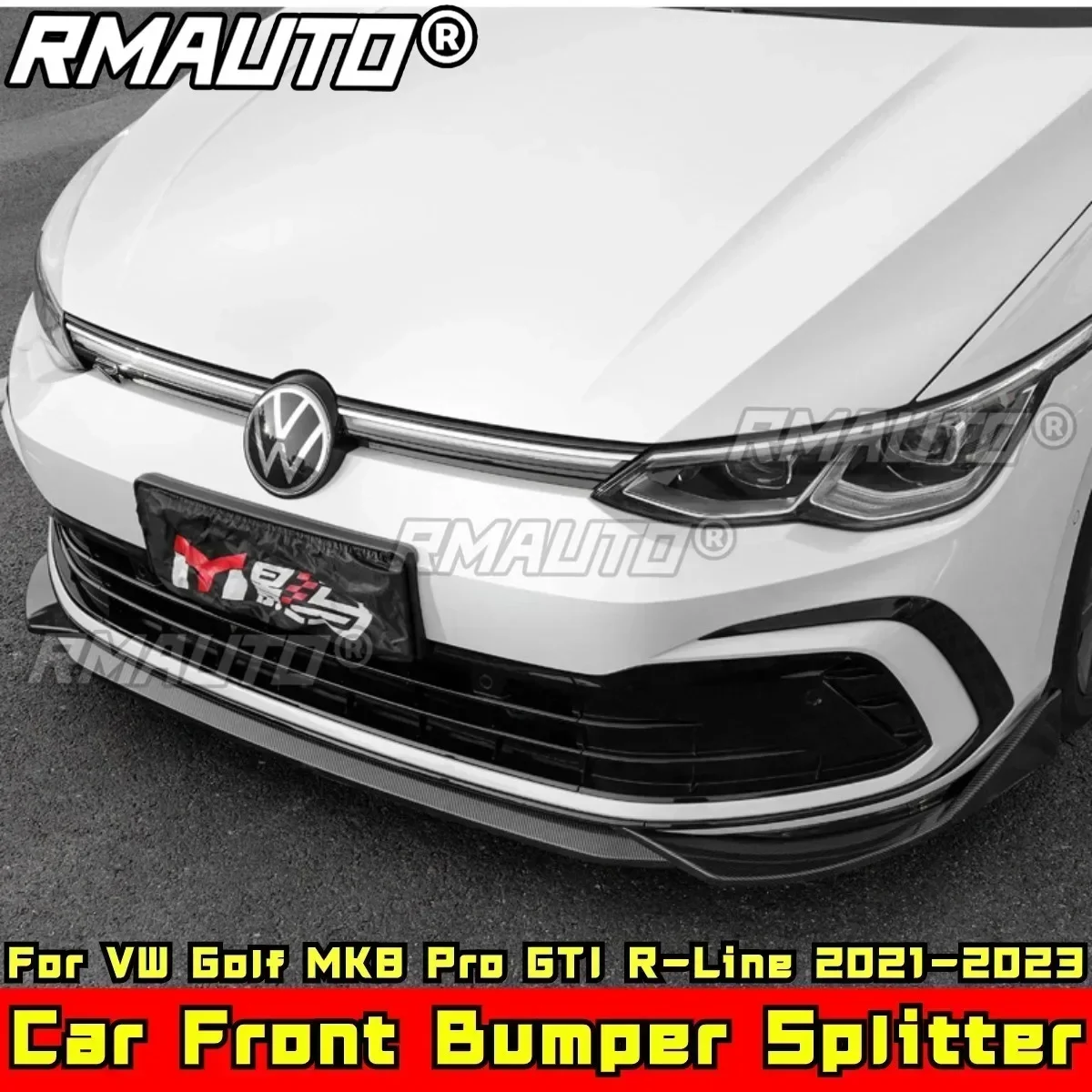 Для Golf MK8 Pro GTI R-Line Body Kit Спойлер переднего бампера Глянцевый черный VW 2021-2023