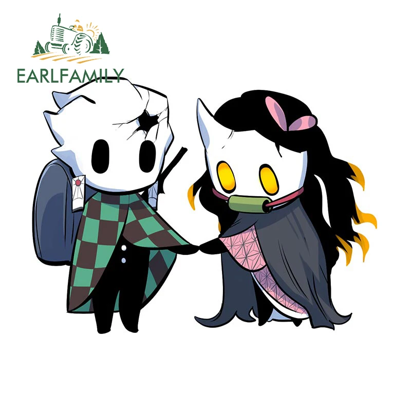 EARLFAMILY 13cm x 9.7cm for Hollow Knight Car Stickers Creative Sunscreen Decals Scratch-Proof Surfboard Helmet Decor Car Goods