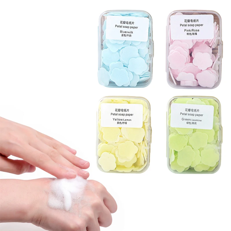 

100 шт./коркор. Портативный приятный для кожи свежий дозатор мыла для рук в туалете одноразовый лепесток мыла хлопья для дома для девочек/путе...