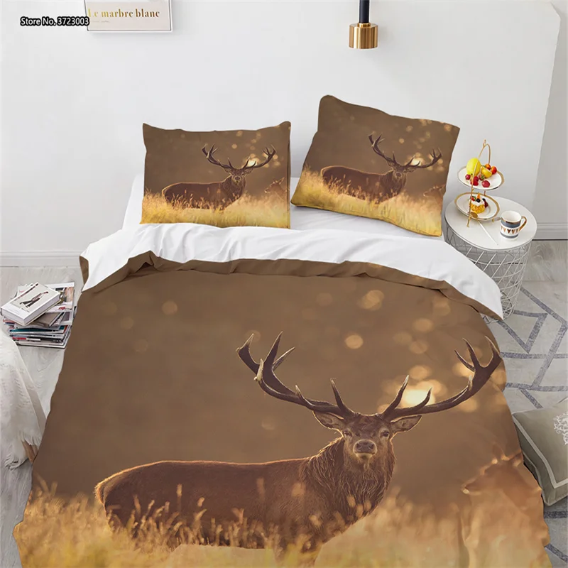 

Fashion 3D Elk Design Digital Printed Bed Set Adult Children Bedroom Decoration Duvet Pillow Cases 2/3pcs
