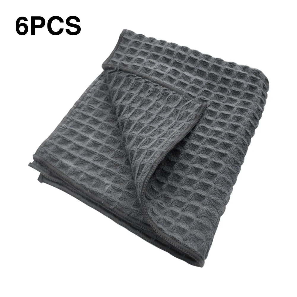 

6pcs Multipurpose Rags Microfiber Towels For Cars Kitchen Cleaning Bathroom Washing Waffle Weave Dish Cloth Ultra Absorbent