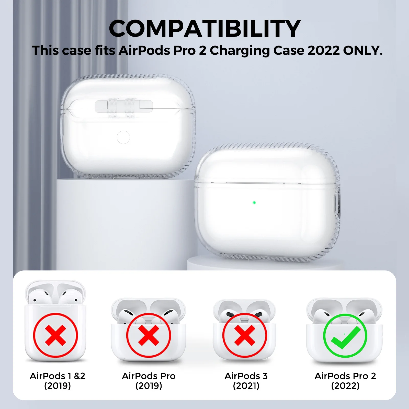 Прозрачный защитный чехол для Airpods Pro 2 ударопрочный из ТПУ наушников 2022