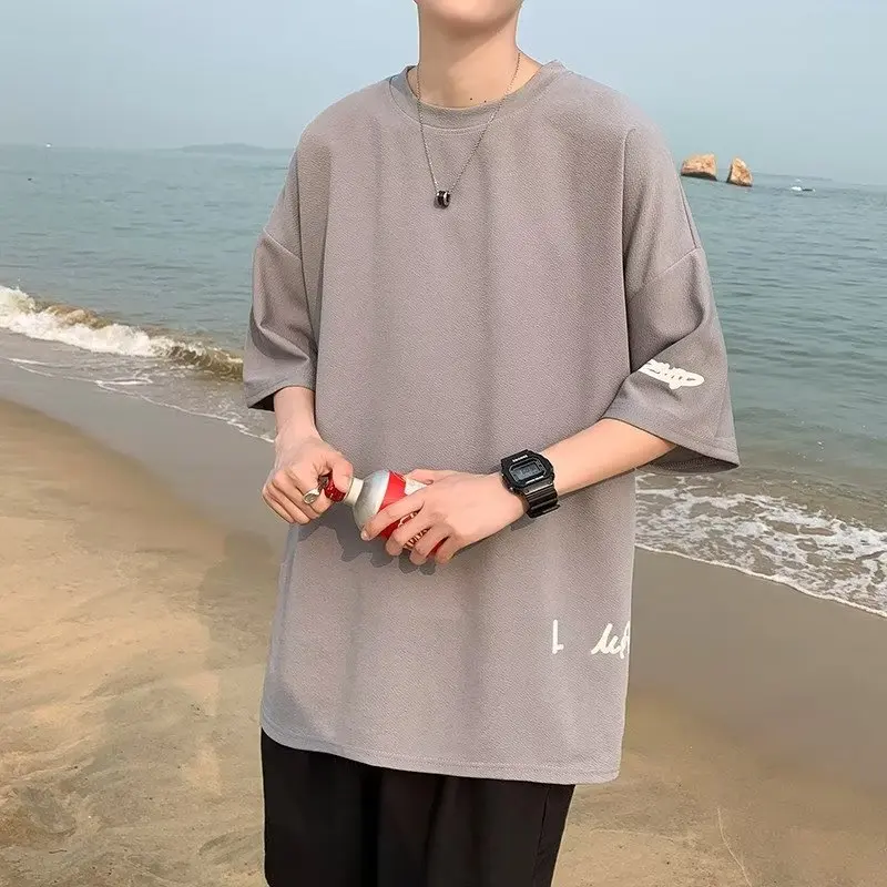 Модный бренд INS свободная футболка с круглым вырезом и половиной рукава
