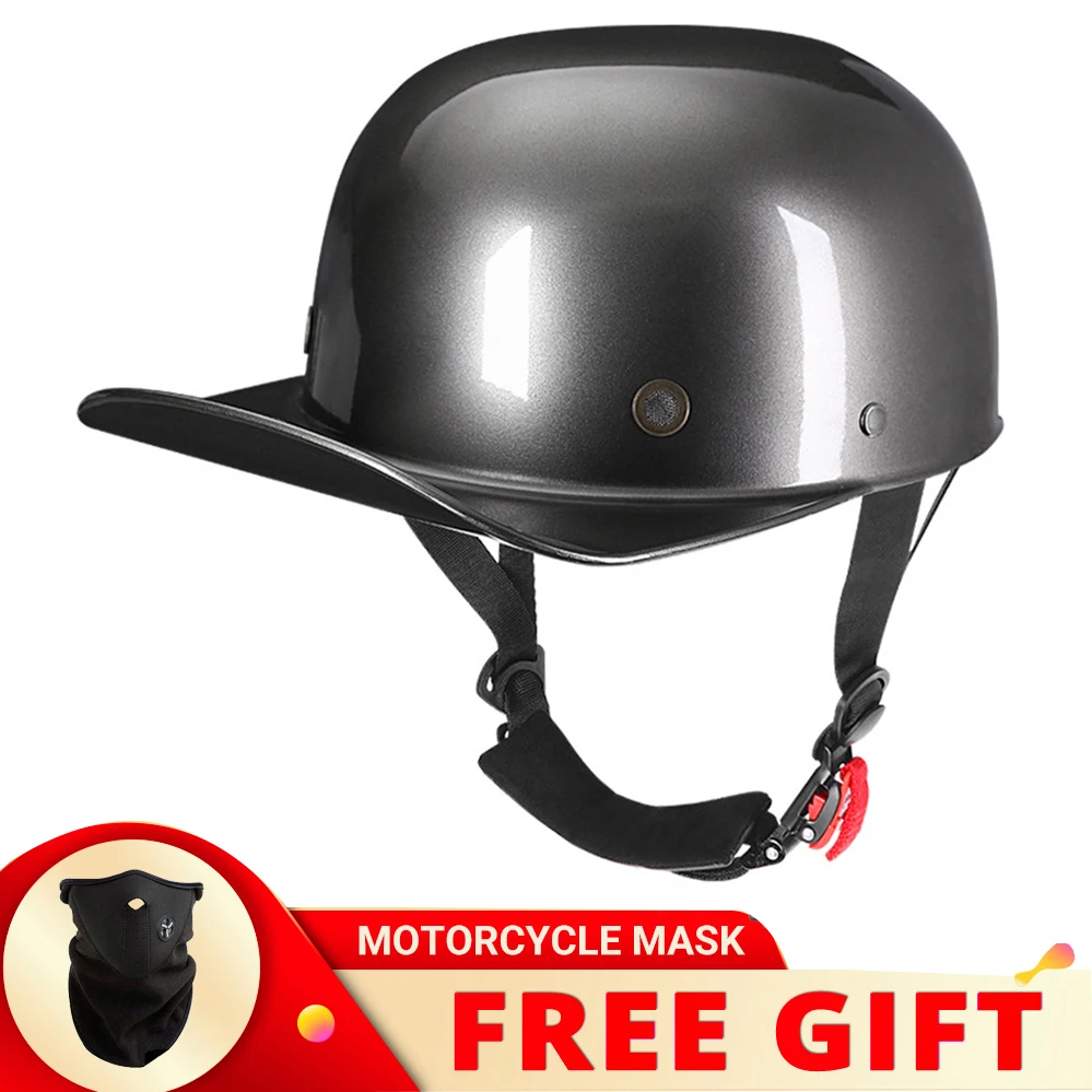

DOT High Quality Vintage Half Open Face Crash Baseball Cap Motorcycle Helmet Korea Chopper Style Scooter Motorbike Riding Casque
