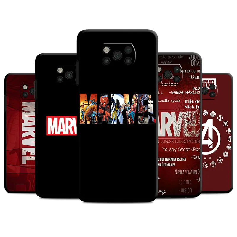 

Case for Xiaomi Poco X3 Pro C55 F4 GT M4 M3 M5 M5s X5 X4 NFC F1 C50 C40 X4 GT M3 Pro Silicone Cover Iron Man Marvel Logo Capa