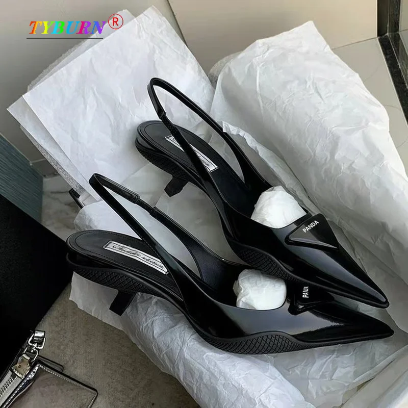 

2022 Ladies Summer Sexy Fashion Sandals High Heels Cat Heel Pointed Shallow Mouth Set Feet Solid Color Baotou Women's Shoes