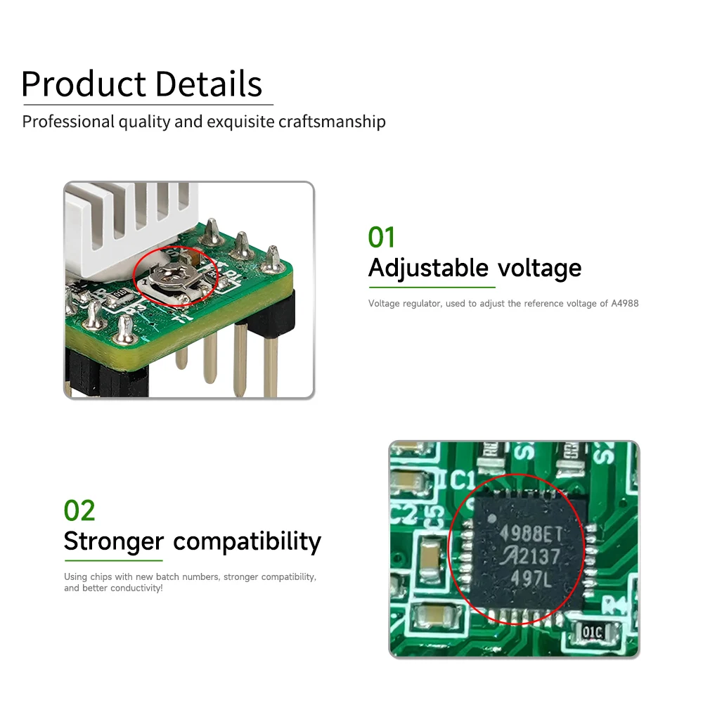 Драйверы шагового двигателя A4988 для 3D-принтеров модуль деталей с радиатором SKR V1.3