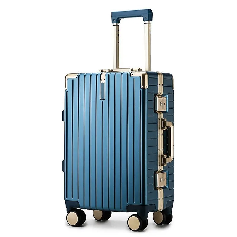 

New Luggage Suitcase Aluminum Frame Cipher Box Fashion Boarding Box Cardan Wheel Trolley Suitcase