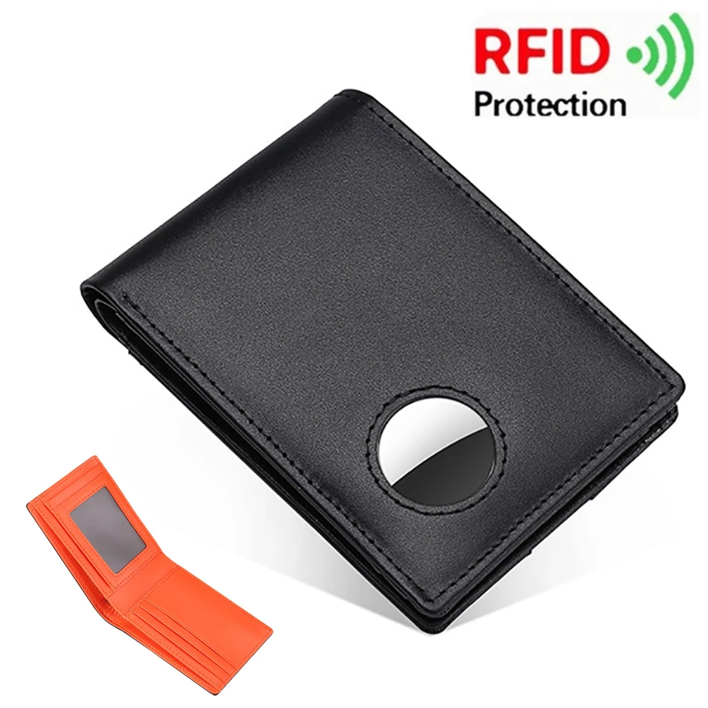 

Bisi Goro Multi Card Holder Retro Genuine Leather Dollar Clip Simple RFID Blocking Men's Credit Bank Card Wallet with Air Tag