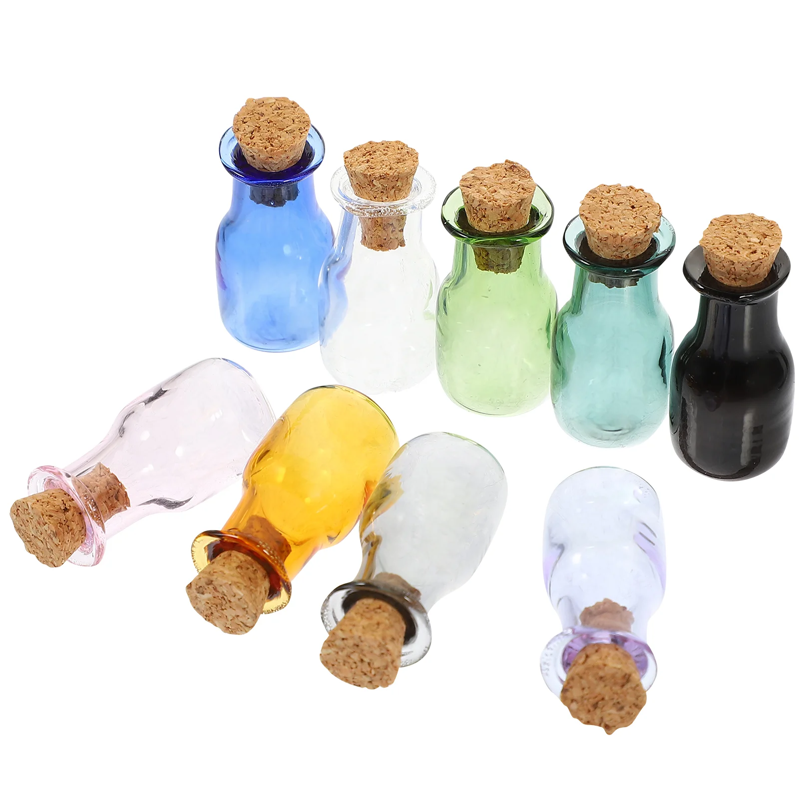 

9 Pcs Drifting Bottle Glass Food Jar Candy Ornament Containers Lid Clear Rum Mini Bottles Cute Jars Vial Cork