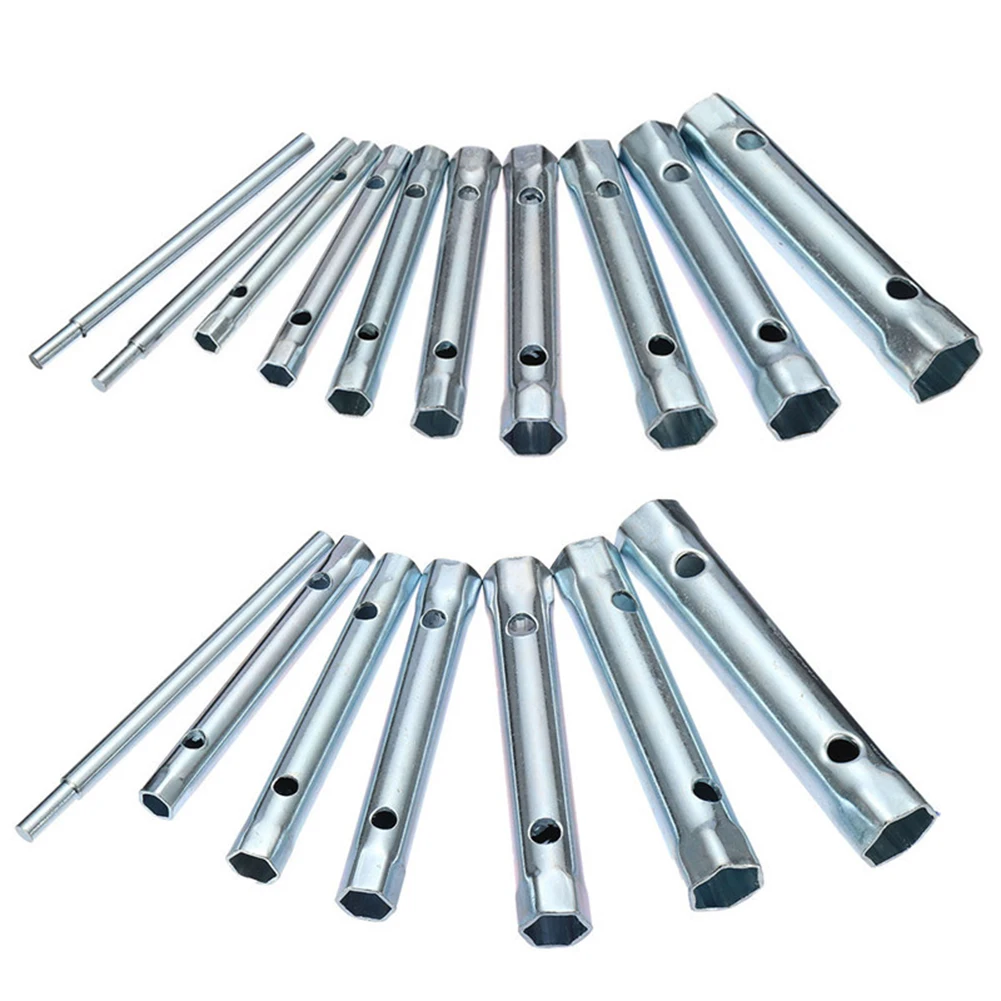 

6-22mm Tubular Box Wrench Set 45 # Steel Tube Spanner Wrench 3.82-4.72" Length Spark-Plug Wrench Handle Tools