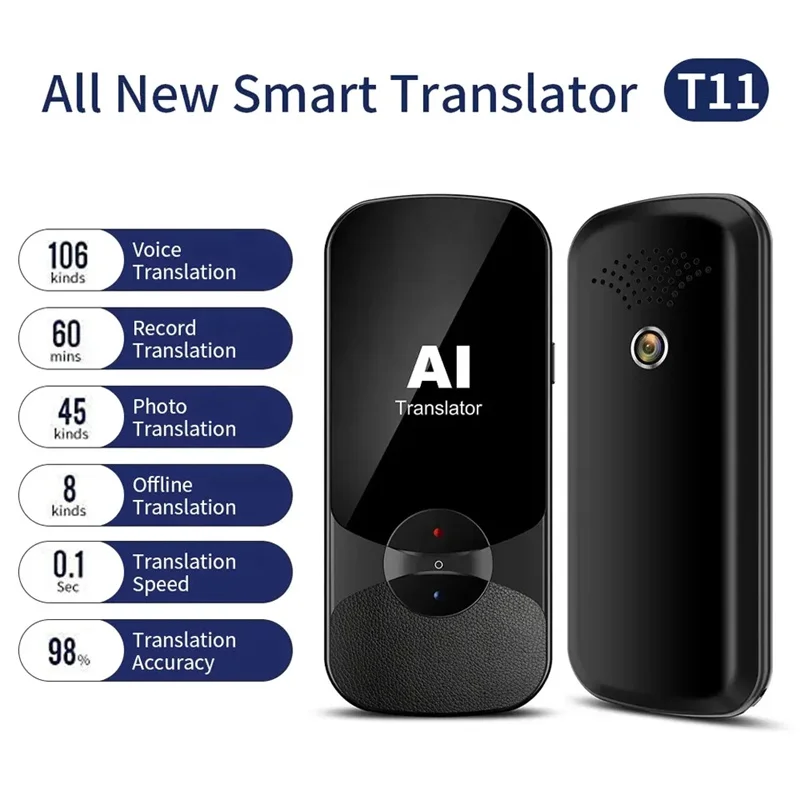 

T11 Translator 2.4inch Touch Screen Real-Time Smart Voice Photo Translation 106 Languages Translate Portable Offlinetranslation