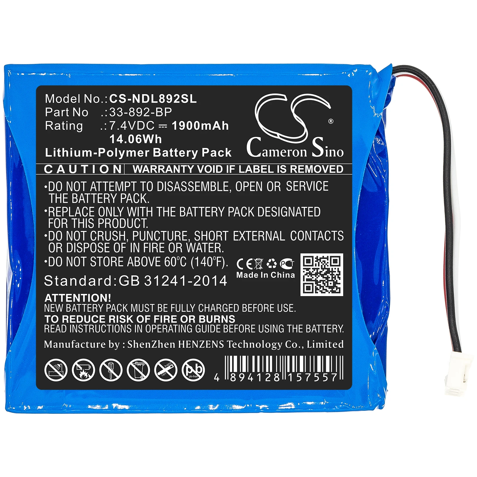 

Cameron Sino 1900mAh Battery For Ideal 33-892 33-892 Securitest Pro Tester 33-892-BP