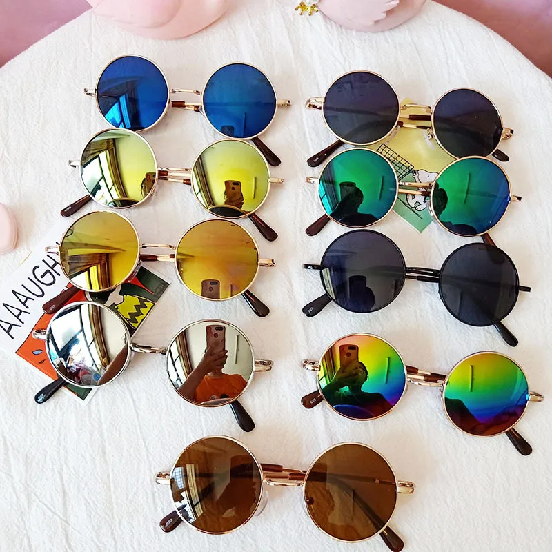 2022 Korean Version Of Baby Colorful Sunglasses Children's Round Frame Sunglasses Fashion Retro Glasses Metal Prince Mirror Tide