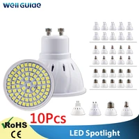 10pcs lampada led spotlight bulb e27 e14 mr16 gu10 b22 220v bombillas led lamp 48 60 80 led 2835 smd lampara spot light 3w 5w