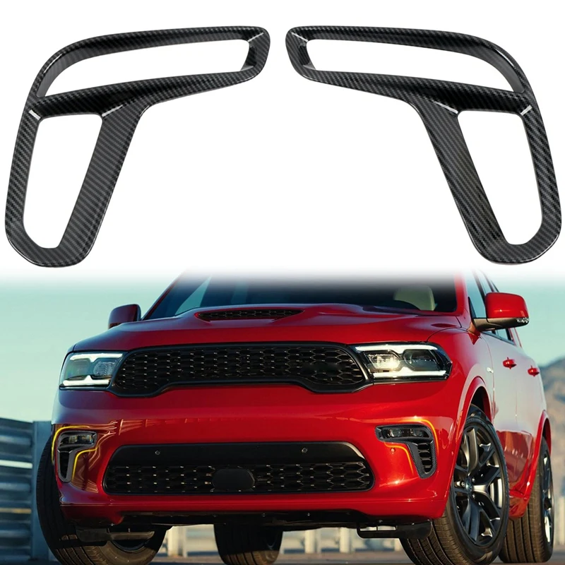 

Car Carbon Fiber Front Bumper Lower Grille Trim Strips Fog Light Cover Trim For Dodge Durango 2011-2020