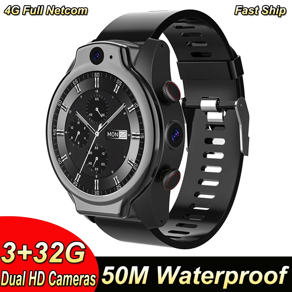 

4G LTE Global Smart Watch Phone Android Smartwatch With 3GB+32GB 1360mAh GPS 8MP Cameras IP68 Waterproof Support Sim Card WIFI