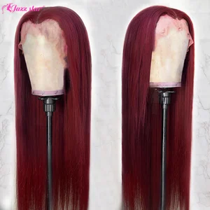 Image for Burgundy 13x4 HD Transparent Lace Front Human Hair 