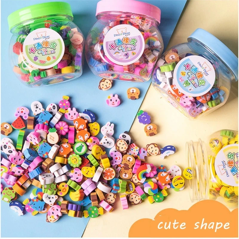 

Jeffan 50pcs/set Cute Rubber Eraser Creative Animal Fruit Pencil Erasers Mini Kawaii stationery Kids Student Office Supplies