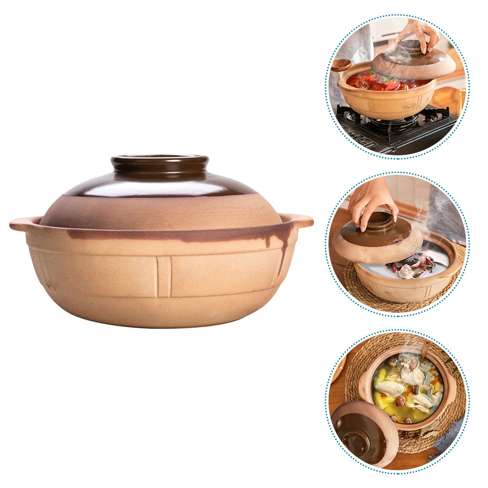 

Pottery Clay Kitchen Stew Pot Multi-functional Home Stewing Pot