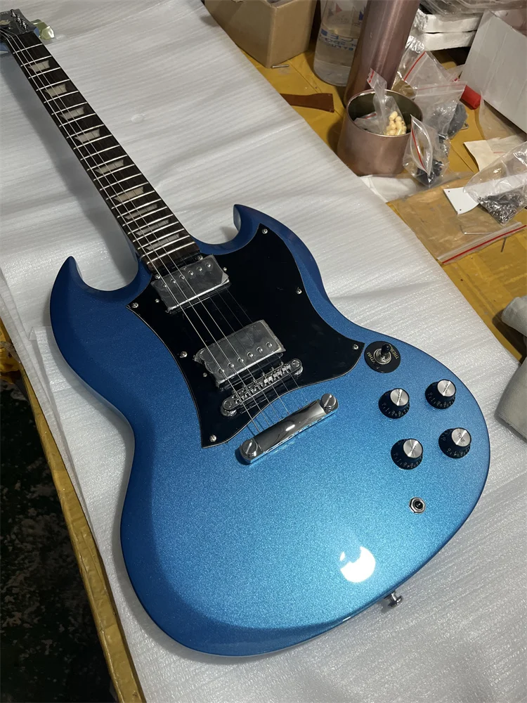 

High Quality SG 6 strings Electric Guitar Mahogany Body Rosewood Fingerboard Chrome Hardware Metal blue Gloss Finish