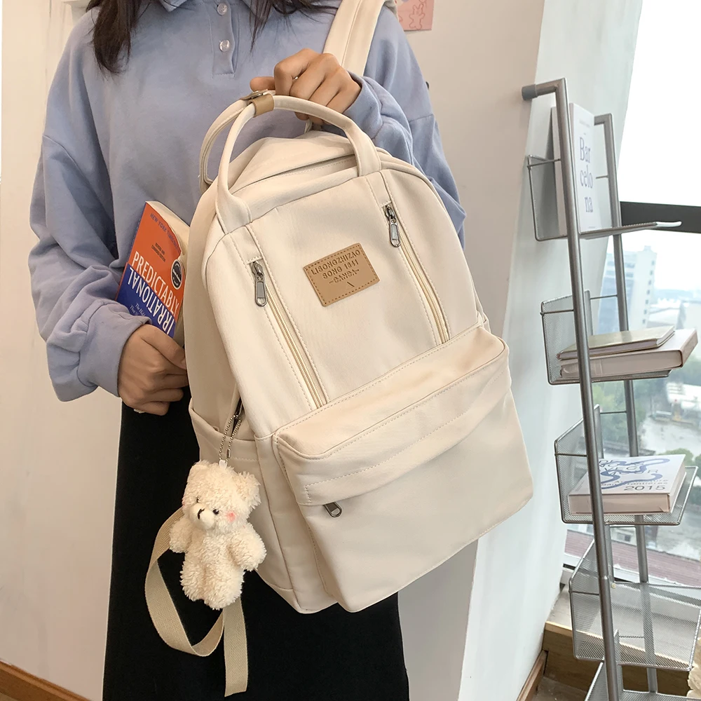 

Fashion Women Backpack High School Student Bag Large Capacity For Teenage Girls Boy Travel Laptop Bag Waterproof Black Mochilas