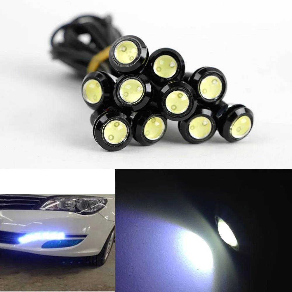 

10 шт. 23 мм автомобильная светодиодная лампа Eagle Eye, дневные ходовые огни, водонепроницаемые ходовые огни, автомобильный сигнал заднего хода, задний фонарь, противотуманные фары