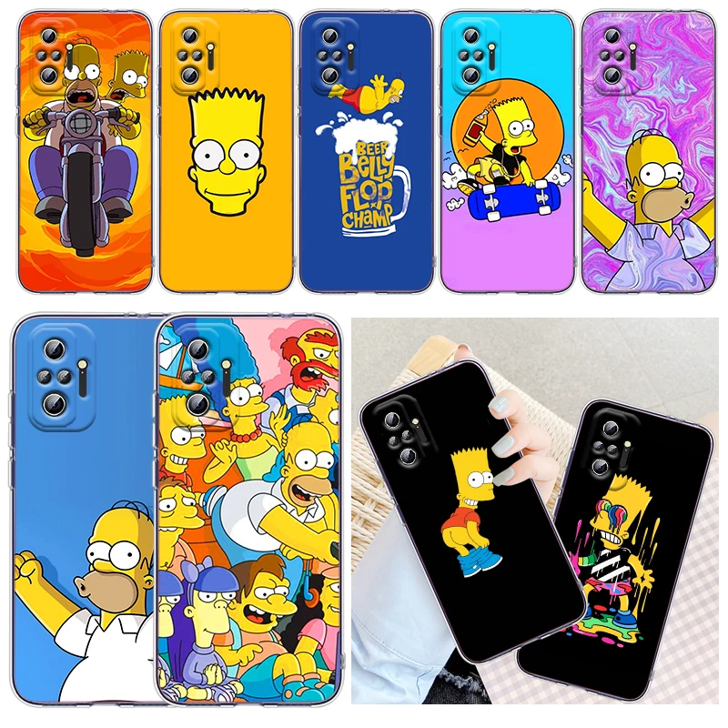 

Disney Cute Anime Simpsons Phone Case Transparent For Xiaomi Redmi K50 K40 Gaming 10 10C 9AT 9A 9C 9T 8 7A 6A 5 4X Funda Cover