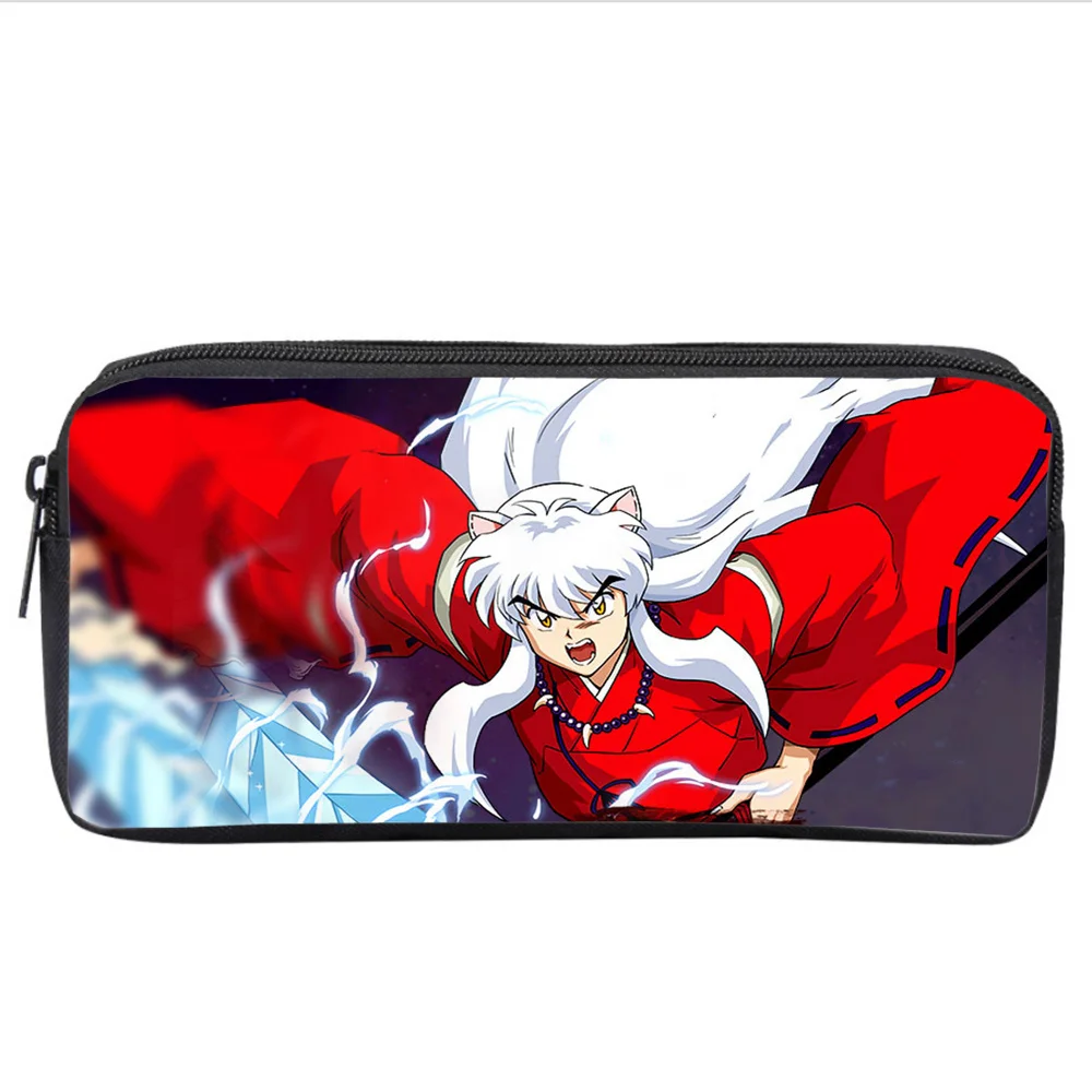 

Женский косметический чехол, косметичка аниме Inuyasha, чехол для карандашей для мальчиков и девочек, Студенческая мультяшная сумка для карандашей, сумка на молнии для подростков