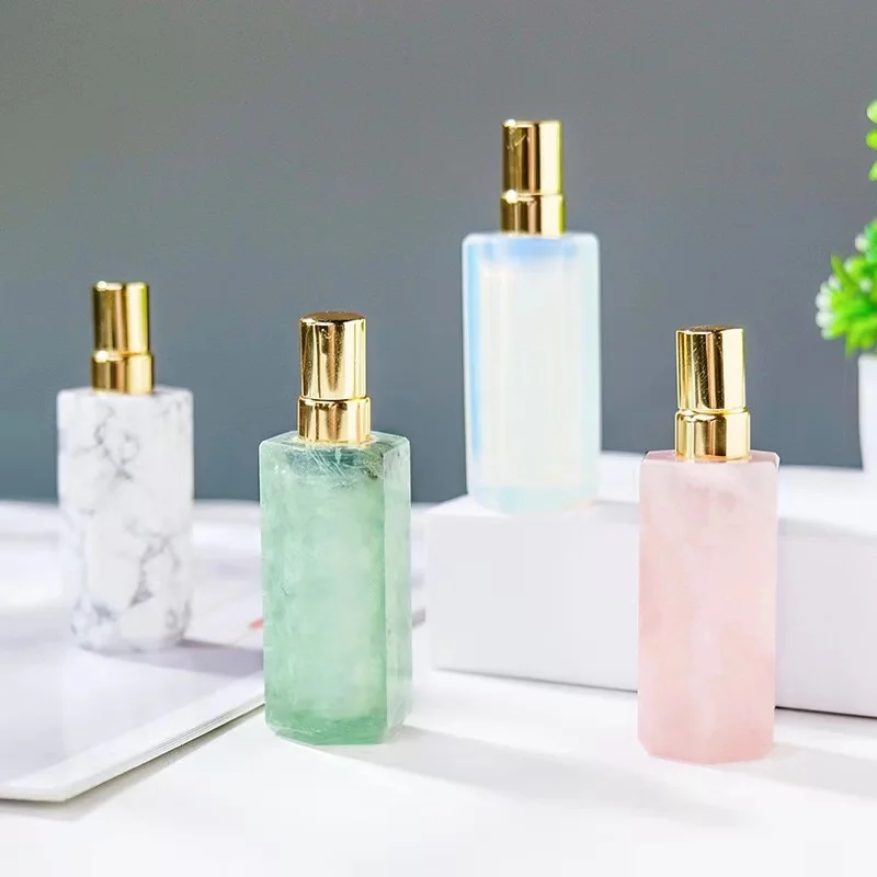 Бутылка для эфирного масла из розового кварца с натуральным кристаллом бутылка