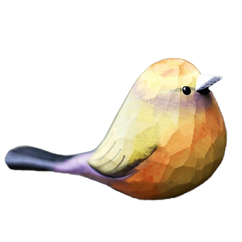 

Festooned Sparrow Warbler Wood Carving Little Fat Bird Handmade Desktop Decor Home Accessories Gift Bird Figurine Decoration