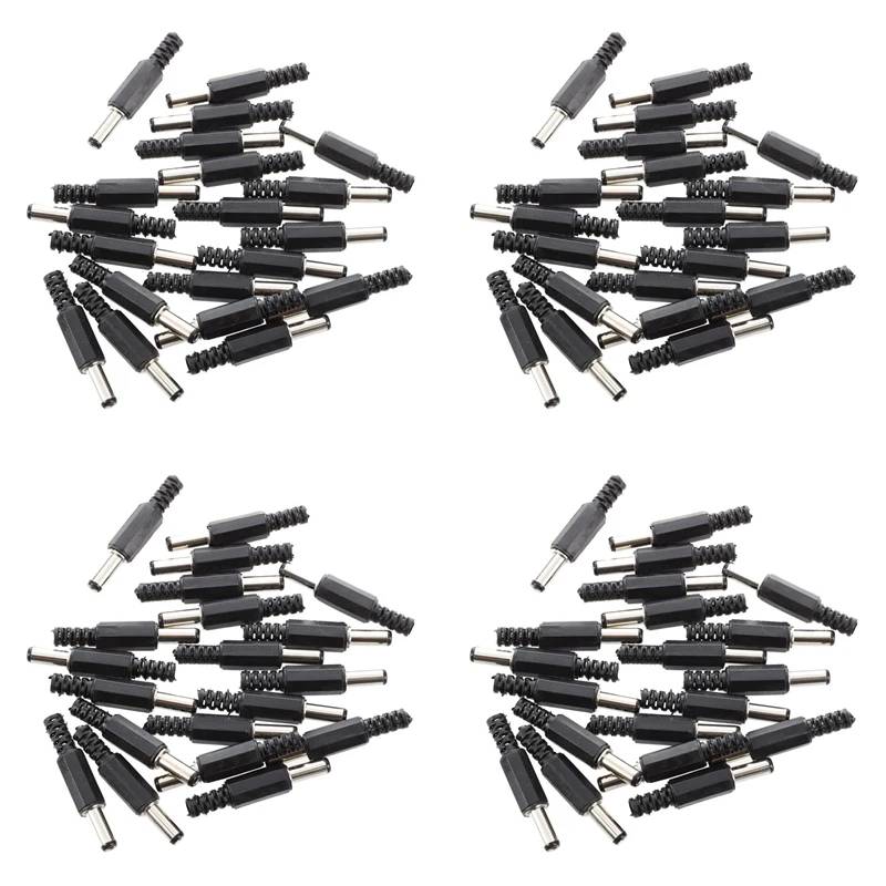 

80 Pcs Black 2.5Mm X 5.5Mm DC Power Male Plug Jack Adapter