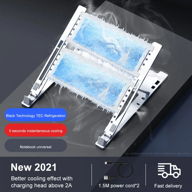

2022 Notebook Cooler 2V Dual Fan USB External Laptop Cooling Pad Bracket Stand High Speed Silent Aluminum Alloy ABS Panel Fan