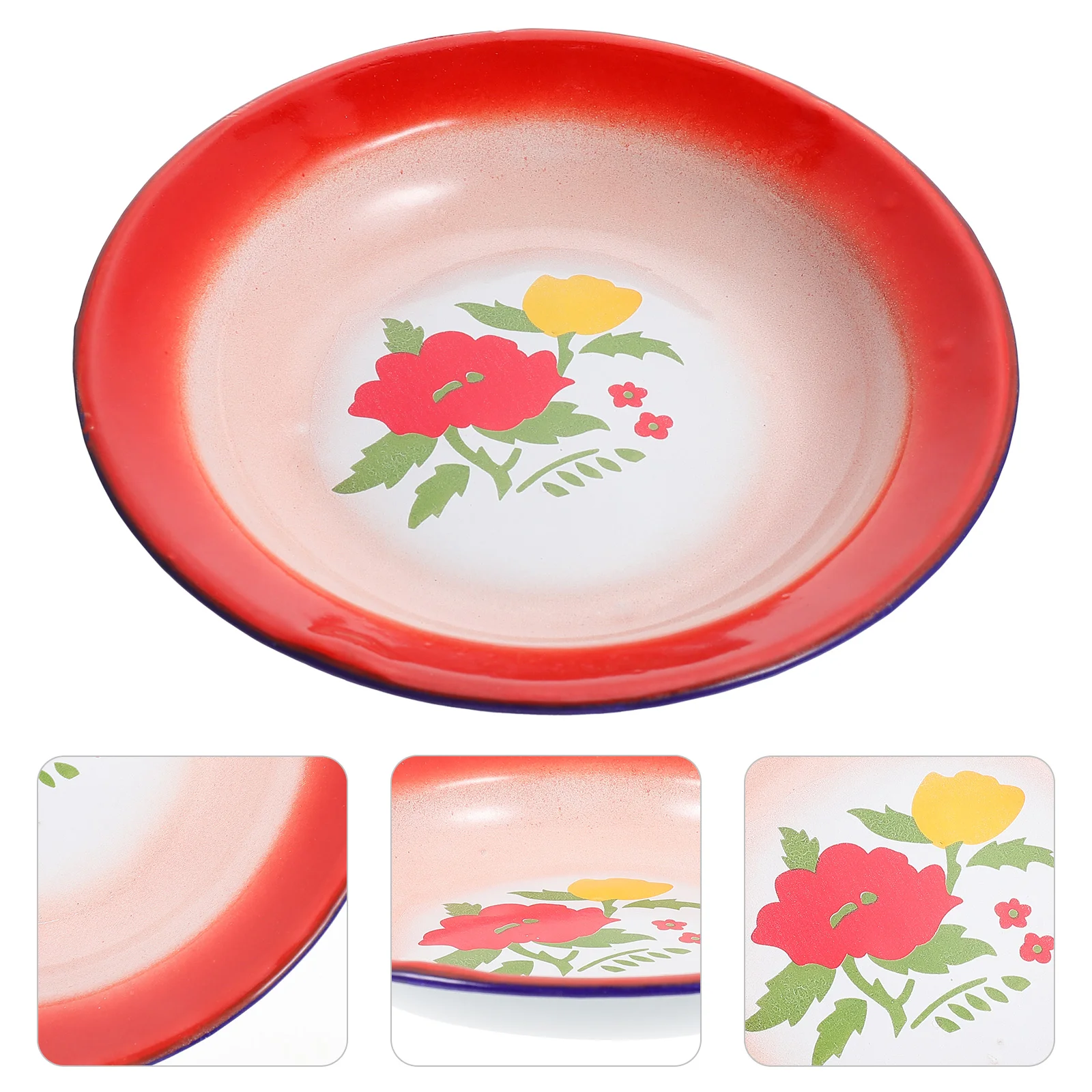 

Enamel Plates Plate Basin Enamelware Dish Bowl Dinner Round Vintage Fruit Retro Bowls Platter Serving Container Mixing Face