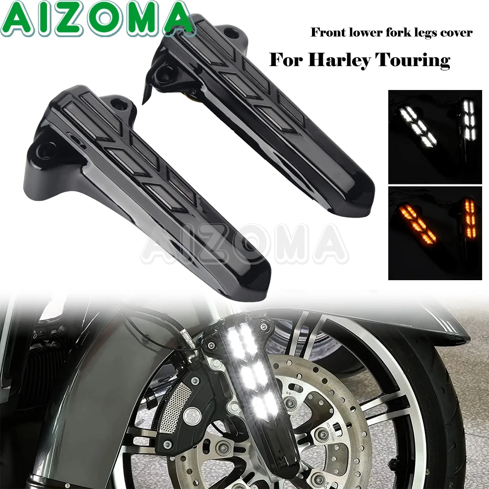 

For Harley Touring Ultra Limited CVO FLHT FLHX FLHR 2014-19 Accessories LED Front Lower Fork Leg Decorative Slider Cover Light
