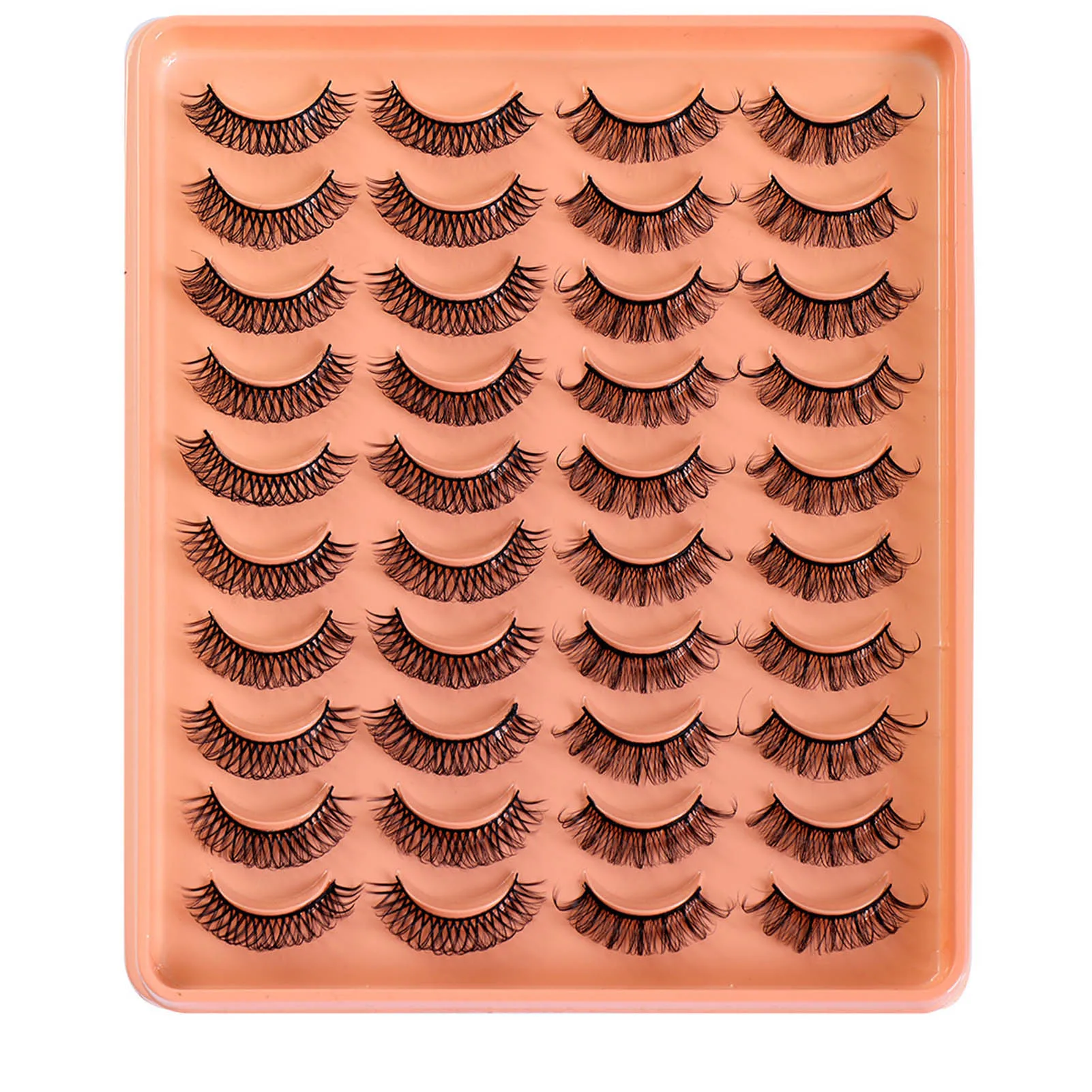 

20 Pairs Curl Simulation False Eyelash Set Lightweight Slender Fluffy Soft Lashes for Daily & Official Eye Wearing
