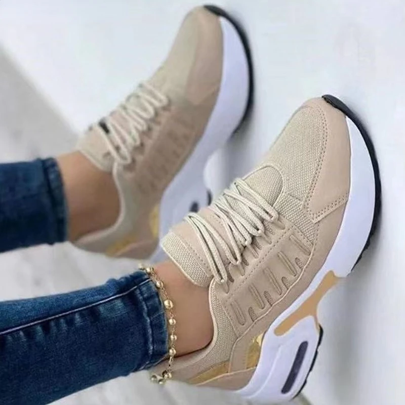 

2023 Autumn New Women's Shoes Fashion Women Sneakers Lace Up Wedge Platform Shoes Ladies Outdoor Casual Running Shoes Female