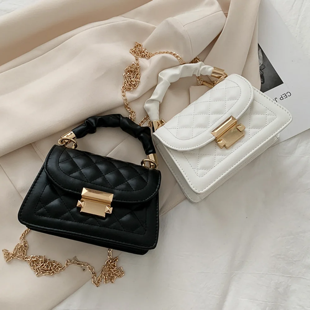 Trendy Women Pu Leather Shoulder Bags Small Messenger Designer Female Fashion Chain Rhomboid Crossbody Bag Ladies Mini Handbags