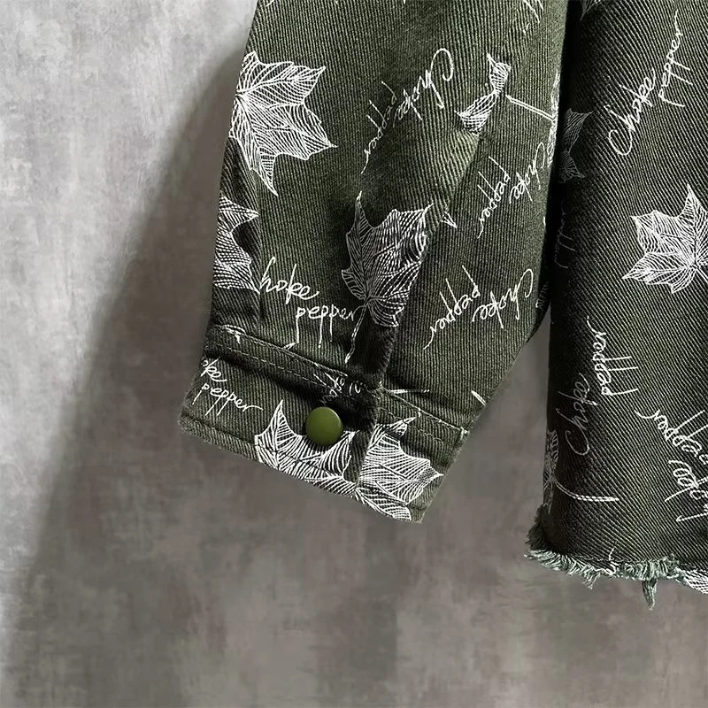 Black Green Shirts High Quality Full Maple Leaf Print Me Women Couples Shirts