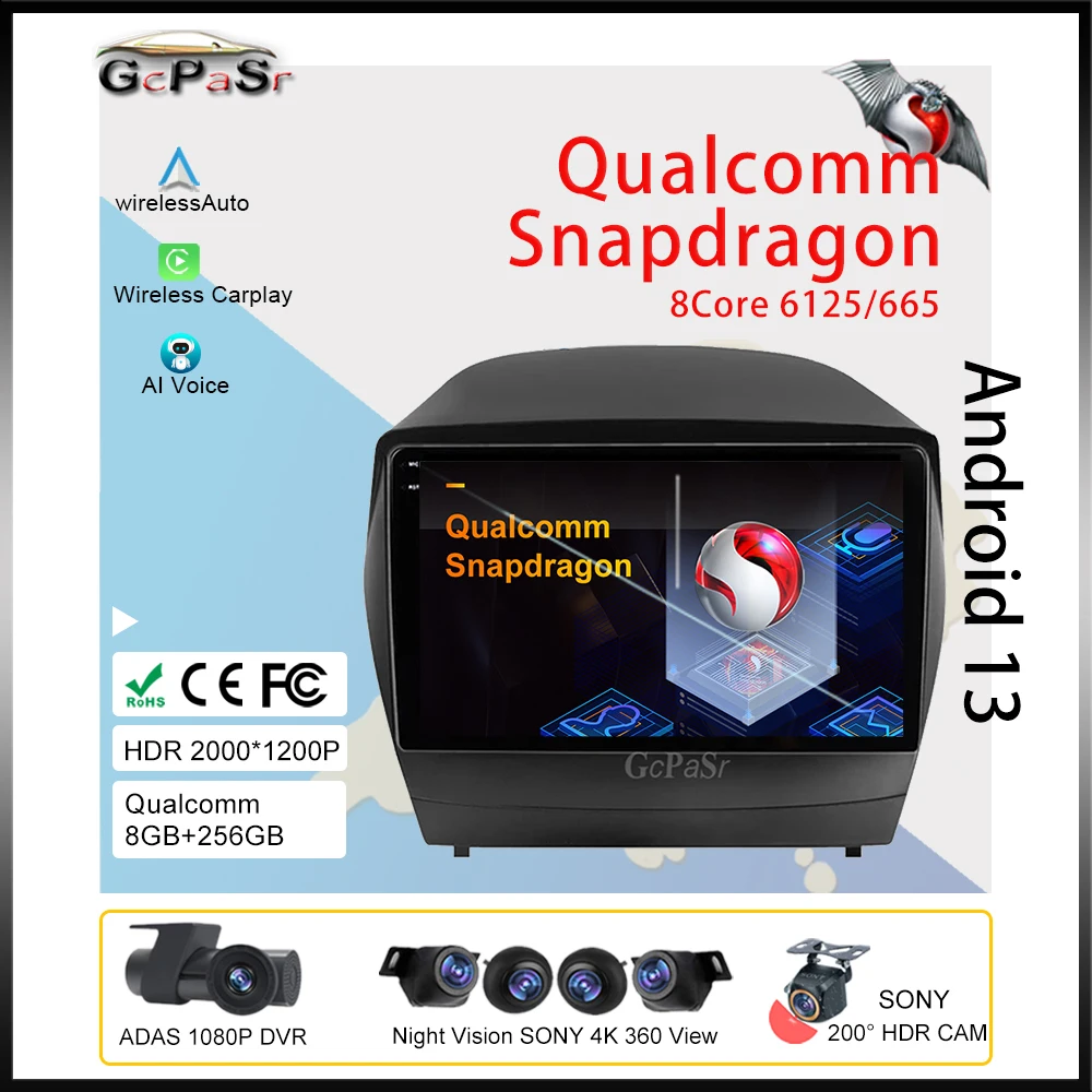 

Qualcomm Carplay For Hyundai Tucson 2 IX35 2009 - 2015 Multimedia Car Player Autoradio GPS Video Navigation Wireless Android 5G