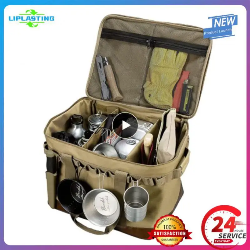 

Tableware Bag Large Capacity Kitchen Storage Tool Bag Nylon Three Levels Storage Space Waterproof Camping Bag Storage Bag