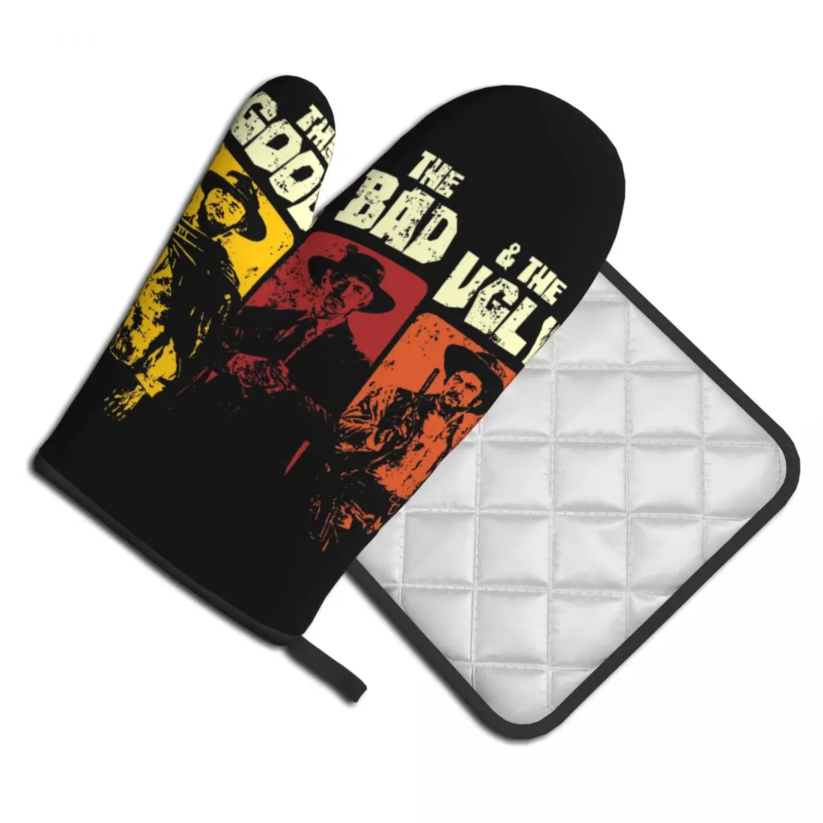 

Хорошие, плохие, уродливые кухонные перчатки Eastwood, устойчивые к жаре варежки для барбекю, держатель для кастрюли, набор для выпечки