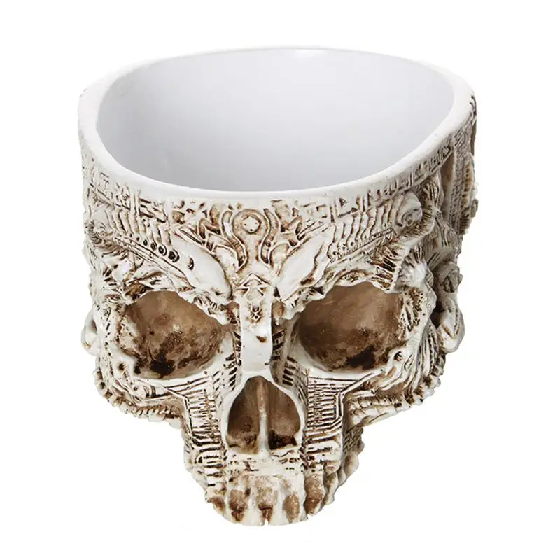 

Кастрюля из смолы с черепом, цветочный горшок, скелет, горшок для Хэллоуина, дома, офиса, цветочный горшок с черепом, украшение