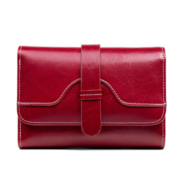 Retro Oil Wax Cowhide Wallet / Genuine Leather Wallets For Women 1