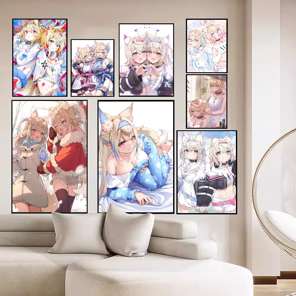 FuwaMoco Fuwawa Mococo Hololive Vtuber классический винтажный постер художественное украшение