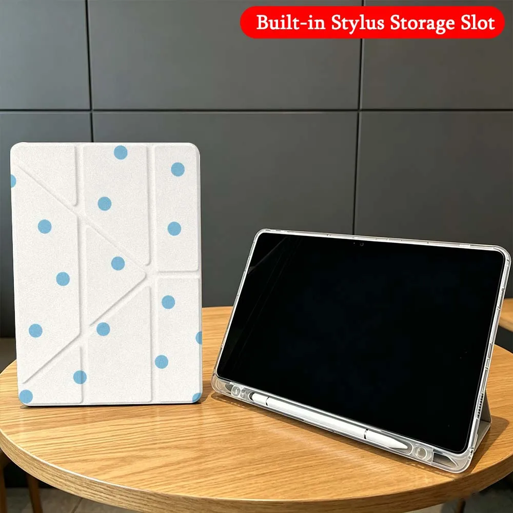 Чехол с мультяшным рисунком в горошек для Samsung Galaxy Tab A9 A8 A11 S6 S7 S8 S9 S10 FE Plus Lite, прозрачный Y-образный складной чехол для планшета (art.: 3920dba21094d) - 3920dba21094d