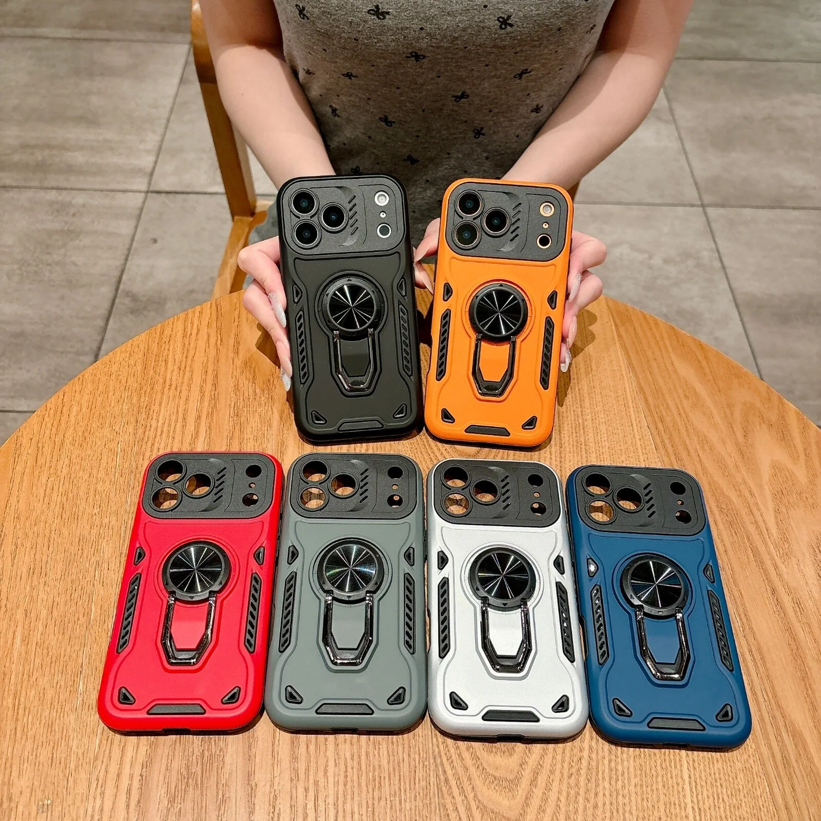 Фото Роскошный чехол-держатель для iPhone 18 Pro Max 17 16 Plus 15 14 13 12 11 с кольцом, ударопрочный, тонкий, со скрытой подставкой №5
